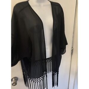 Alythea Sheer Top With Fringe Size M